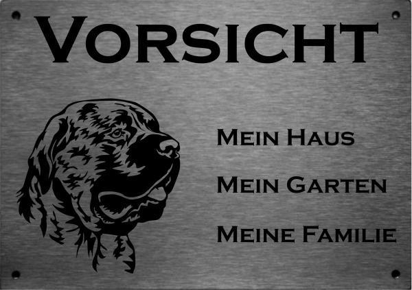 Edelstahl Warnschild Persa Canario VORSICHT Mein Haus mein Garten meine Familie